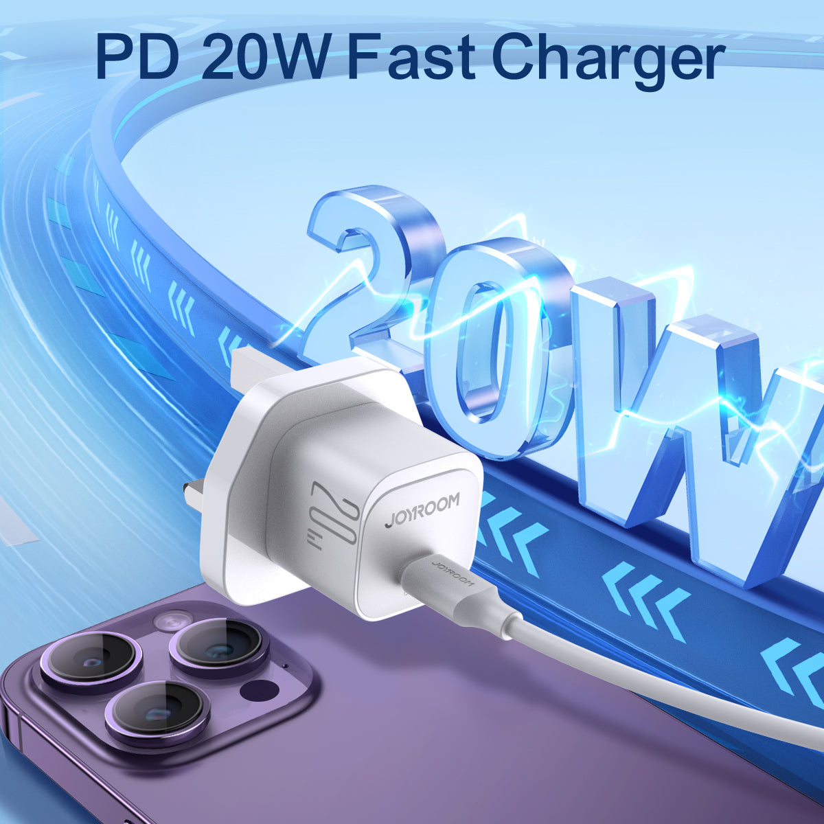 JOYROOM TCF02 PD 20W Single Type-C Port Fast Charging Adapter Mini Charger with 1m Cable, UK Plug JOYROOM TCF02 PD 20W Single Type-C Port Fast Charging Adapter Mini Charger with 1m Cable, UK Plug